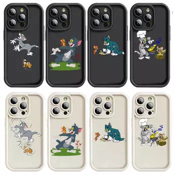 Чехол E-27 Том и Джерри для iPhone 15 14 13 12 8 Plus Samsung S24 S23 Ultra A04S A05S Huawei P40 P50 P60 Nova 11 Pro Max OPPO A17K Reno 10 Huawei P60 Art олений