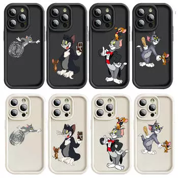 Чехол E-29 Том и Джерри для iPhone 15 14 13 12 8 Plus Samsung S24 S23 Ultra A04S A05S Huawei P40 P50 P60 Nova 11 Pro Max OPPO A17K Reno 10 Huawei P60 Pro капри