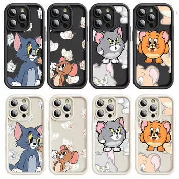 Чехол E-3 Tom and Jerry для iPhone 15 14 13 12 8 Plus Samsung S24 S23 Ultra A04S A05S Huawei P40 P50 P60 Nova 11 Pro Max OPPO A17K Reno 10 OPPO A77s кожа буйвола