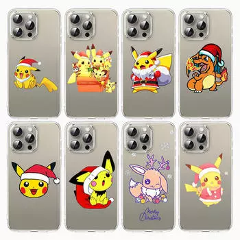 Чехол E-55 Christmas Pokemon для Samsung A04S A05 A14 A06 A51 A15 A16 A12 S20 S21 S24 Ultra A55 A54 OPPO Reno 8 5 A22 A23 A25 A35 A34 A52 A11 Samsung A16 кожа буйвола