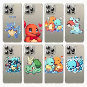 Чехол E-58 Pokemon Squirtle для iPhone 7 8 11 12 13 14 15 16 Pro Max Plus Mini Xiaomi Redmi A3 9A 9C 10A 10C 13C Note 9 11 Realme Narzo C30 C55 Realme 10 Pro Plus арлекин