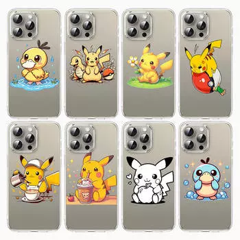 Чехол E-59 Pikachu для Samsung A04S A05 A14 A06 A51 A15 A16 A12 S20 S21 S24 Ultra A55 A54 OPPO Reno 8 5 A22 A23 A25 A35 A34 A52 A11 Samsung A6 2018 серый