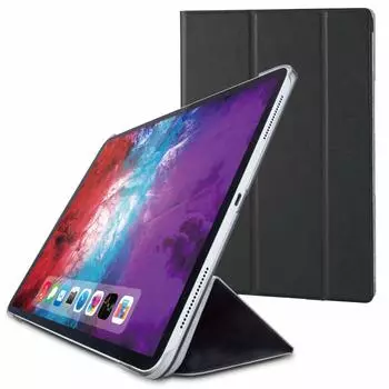 Чехол ELECOM для iPad Pro 4-го поколения с функцией автоматического отключения, 2 угла, прозрачная задняя панель, мягкая кожа, черный, 12,9 дюйма (2020) ТБ-A20PLWVBK