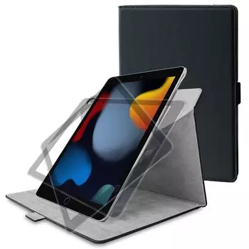 Чехол ELECOM iPad Generation из мягкой кожи с вращением на 360 градусов, черный, 10.2 9th/8/7th (2021/2020/2019) ТБ-A19R360BK чёрный