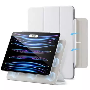 Чехол ESR для iPad Pro 11 дюймов с магнитной адсорбцией Чехол для iPad Pro 11 дюймов совместим с поколением, совместим с Pencil 2, складывающаяся втрое подставка, автоматическая функция белый