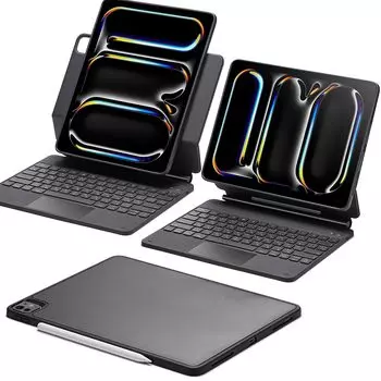 Чехол ESR iPad Pro 13 M4 2024 с клавиатурой, магнитной подставкой, портретным режимом, альбомным режимом, съемным защитным чехлом Rebound 360 Series, черный