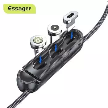 Чехол Essager с магнитной вилкой для кабеля для iPhone, портативный ящик для хранения с разъемом Micro USB Type C, магнитный адаптер, силиконовый контейнер