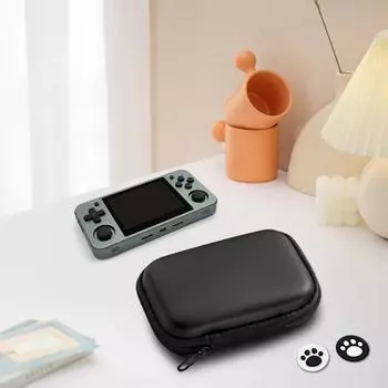 Чехол EVA Hardshell с защитой от ударов и двумя колпачками для джойстиков, дорожная сумка для переноски, устойчивая к царапинам, водонепроницаемая для Miyoo Mini Plus/RG35XX/R36S/R35S фиолетовый