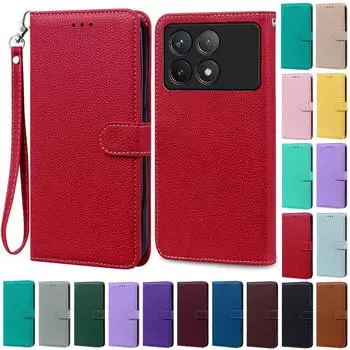 Чехол F6 Pro для POCO F6 Pro, силиконовый кожаный чехол-кошелек, флип-чехол для Xiaomi Poco F6 Pro 5G, чехол-книжка, Fundas for POCO F6 Pro 5G вино красного