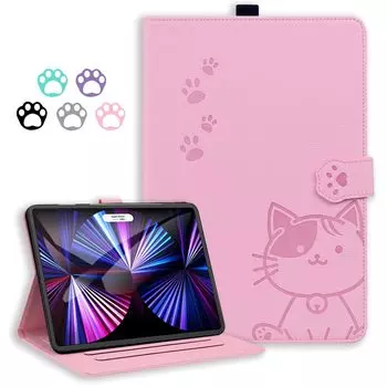 Чехол Fire HD 10 2021 года Чехол Fire 10 2023 года Чехол Fire HD 10 Plus для Fire HD 10 2023 года Чехол Fire HD 10 2023 года приятен на ощупь Свежий и милый принт с изображением кота розовый