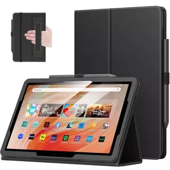 Чехол Fire HD 10 MoKo Fire HD 10 10 Plus 13-го поколения, специальный защитный чехол, полный защитный чехол, чехол-подставка с держателем для руки, место для хранения карандашей чёрный