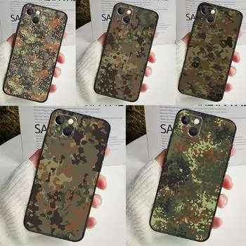 Чехол Flecktarn Camouflage Camo для iPhone 14 13 12 11 16 15 Pro Max Plus Mini 7 8 X XR XS Max, мягкий чехол iPhone 16Pro MAX