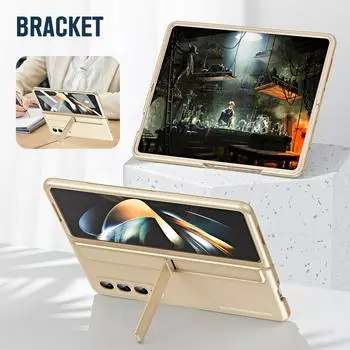 Чехол Fold4 с точным вырезом на весь корпус для Samsung Galaxy Z Fold4 Fold 4 5g Zfold4, передняя пленка из закаленного стекла, крышка с отсеком для ручки for Samsung Z Fold 4 чёрный