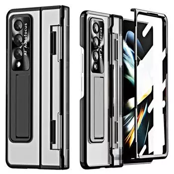 Чехол Fold 4, прозрачный чехол-подставка для Samsung Galaxy Z Fold 4, 3, 5g, чехлы с выравнивающими шарнирами, переднее стекло, Fold3 Funda For Galaxy Z Fold 4 чёрный
