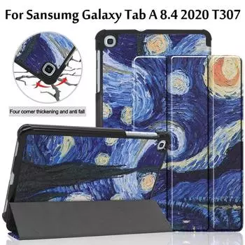 Чехол Folio для Samsung Galaxy Tab A 8,4 2020 T307, смарт-чехол для Tab A 2020 SM-T307 8,4 дюйма, чехол для планшета чёрный