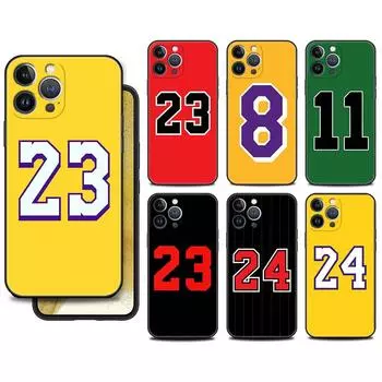 Чехол Funda для Apple iPhone 14 11 13 7 12 Pro 7 XR XS Max 8 Plus 6 14Pro 13Mini, черный мягкий чехол для телефона Lucky Number iPhone 14 Pro Max