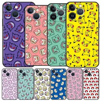 Чехол Funda для Apple iPhone 14 11 13 7 12 Pro 7 XR XS Max 8 Plus 6 14Pro 13Mini черный мягкий чехол для телефона с изображением мультфильма «Покемон Пикачу» iPhone 14 Pro Max
