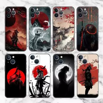 Чехол Funda для Apple iPhone 14 11 13 12 Pro 7 XR X XS Max 8 Plus 6 6S 14Pro с рисунком тушью в стиле японского самурая iPhone 6 6S
