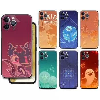 Чехол Funda для Apple iPhone 14 11 13 7 12 Pro 7 XR XS Max 8 Plus 6 14Pro 13Mini черный мягкий чехол для телефона с логотипом Genshin Impact iPhone 14 Pro Max