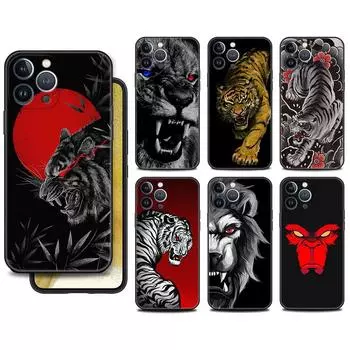 Чехол Funda для Apple iPhone 14 11 13 7 12 Pro 7 XR XS Max 8 Plus 6 14Pro 13Mini черный мягкий чехол для телефона лев волк iPhone 14 Pro Max
