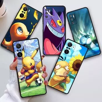 Чехол Funda для Xioami Redmi Note 11 10 Pro 12 9S 10S 11S 9A 9C 9T 10C K40 8 7 черный силиконовый чехол для телефона с рисунком покемонов Redmi 9T