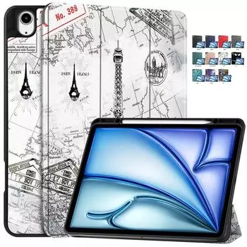 Чехол Funda For iPad Air 2024 M2 из окрашенной искусственной кожи, защитный чехол для iPad Air 13 дюймов, 11 дюймов 2024 с держателем для ручки For iPad Air 11 2024 розового золота
