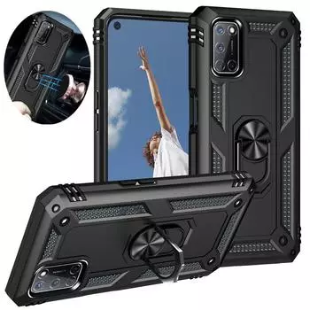 Чехол Fundas для OPPO A52 A72, противоударный защитный чехол-подставка с автомобильным кольцом, чехол для телефона для OPPO A92 A 52 72 92, бампер из ТПУ, чехол For OPPO A92 серебряный