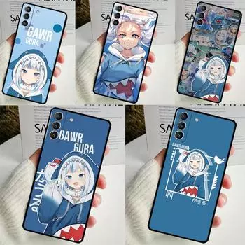 Чехол Gawr Gura Hololive Girl для Samsung Galaxy S23 S24 Ultra S8 S9 S10 S22 Plus Note 10 20 Ultra S20 S21 FE Galaxy S21 Plus