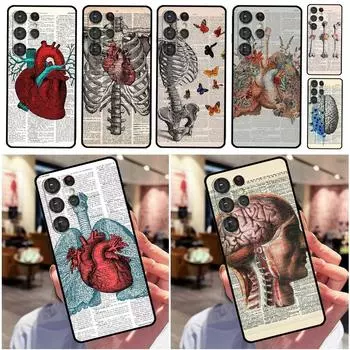 Чехол-газета с изображением органов человеческой анатомии для Samsung Galaxy S22 Ultra S21 S20 FE S9 S10 Note 10 Plus 20 Ultra, полная задняя крышка Galaxy S20 Plus