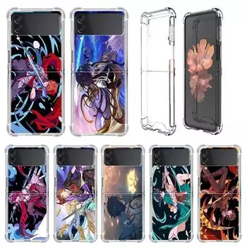 Чехол Genshin Impact Cool Anime для Samsung Galaxy Z Flip 3 4 5g Funda Z Flip3, прозрачный жесткий противоударный чехол для ПК, чехол для телефона Samsung Z Flip 5G