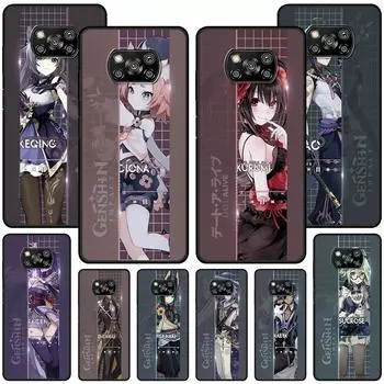 Чехол Genshin Impact для Xiaomi Poco X3 NFC X5 F3 M5s M4 M3 M2 Pro, черный чехол из ТПУ для мобильного телефона, мягкий бампер Xiaomi Poco F3