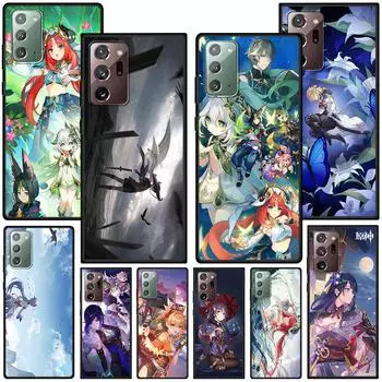 Чехол Genshin Impact Games для Samsung Galaxy Note 20 Ultra 10 Lite 9 8 A53 A52 A12 S22 S21 FE S20 Plus, черный чехол из ТПУ для телефона Samsung Note 20