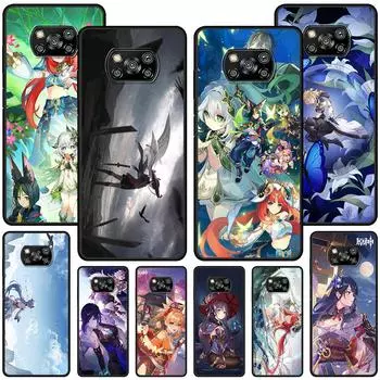 Чехол Genshin Impact Games для Xiaomi Poco X3 NFC M3 X4 Pocophone F1 M4 Pro F4 F3 GT черный чехол из ТПУ Redmi Note 11 9S чехол для телефона Pocophone F1
