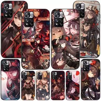 Чехол Genshin Impact Hu Tao для Xiaomi Redmi 10 10C 12C 9 Prime 9C 9A 12 10A 9T K40 Pro, черный мягкий чехол из ТПУ для мобильного телефона Redmi 9T