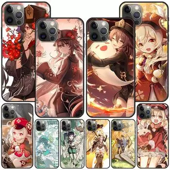 Чехол Genshin Impact Hu Tao Klee для Apple iPhone 7 SE 2020 11 12 13 14 X XS XR 15 Pro Max, силиконовый черный мягкий чехол для телефона iPhone 7(SE 2020)