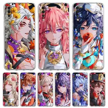 Чехол Genshin Impact Hu Tao Xiao для Samsung A54 A52 A50 A70 A10 A30 A40 A20S A20E A02S A12 A14 A22 A42 A72 A34 A32 5G A04s Samsung A10