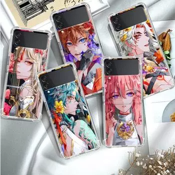 Чехол Genshin Impact Raiden Shogun Baal для Samsung Galaxy Z Flip 3 4 5g Funda Z Flip3 прозрачный жесткий противоударный чехол для телефона Samsung Z Flip 5G