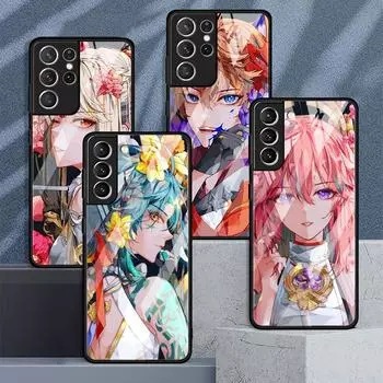 Чехол Genshin Impact Raiden Shogun Baal Glass для Samsung Galaxy S22 S20 FE S21 Plus, чехол для телефона S10 5G S9 Note 20 Ultra 10 Shell Samsung S22 Ultra 5G