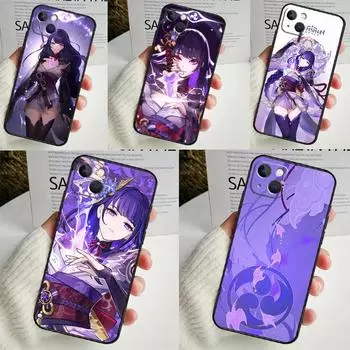 Чехол Genshin Impact Raiden Shogun для iPhone 14 16 15 Pro Max 11 12 13 Mini 7 8 Plus X XR XS MAX Мягкий противоударный чехол iPhone X XS