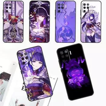 Чехол Genshin Impact Raiden Shogun для OPPO A98 A78 A58 A79 A16 A76 A96 A5 A9 A53 A17 A57 A77 A15 A52 A72 A74 A94 A54S OPPO A58 4G