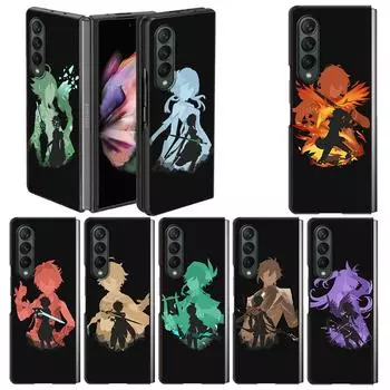 Чехол Genshin Impact с аниме для Samsung Galaxy Z Fold 3 4 Funda Capa, жесткий корпус для мобильного телефона из ПК Z Fold 3, роскошный чехол в виде ракушки Samsung Z Fold 4