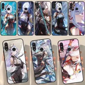 Чехол Genshin Impact Shenhe для Huawei P50 Pro P20 P30 P40 Lite P Smart 2019 Nova 9 5T Чехол для Honor 50 8X 9X Honor 10i or 20i