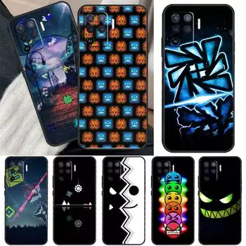 Чехол Geometry Dash для OPPO Find X3 X5 Pro A9 A5 A31 2020 A15 A16 A52 A72 A1K A83 A91 A54 A74 A94 A53S OPPO A92