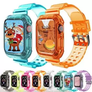 Чехол Glacier + ремешок для Apple Watch, 6 ремешков, 40 мм, 44 мм, 42 мм, 38 мм, ремешок из ТПУ, спортивный браслет-браслет, ремень для iWatch Series 6, ремешок SE 5 4 3 SE