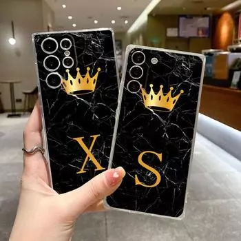 Чехол Gold Crown Letter Queen для Samsung Galaxy S21 FE S20 S22 Note 20 Ultra 10 Plus 8 9 Note10 Lite Capa Clear Silicone Coque Samsung Note 20 5G