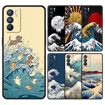 Чехол Golden Great Wave Kanagawa Surf для Oppo A54 Reno7 SE Reno6 Pro Plus 5G Find X5 A53 A52 A9 2020 A95 A16 A76 A74 A15, чехол Oppo Find X5 Pro