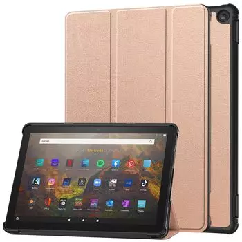 Чехол Gosento For Fire HD 10 2023 Новый Fire HD 10 10 Plus 13-го поколения с функцией подставки Открывающийся тонкий чехол-подставка из искусственной кожи Fire HD10 2023 Чехол / розового золота