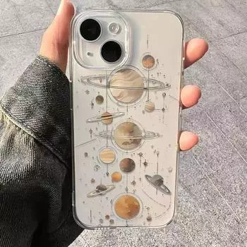 Чехол Gray Space Planet Anti-Drop для Apple 15/14/13 Pro Max и 12/11/XR/XS iPhone 15