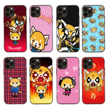 Чехол H-12 Aggretsuko Black Sofe для iPhone 16 15 Plus 14 13 Mini 12 11 Pro 8 6 6S SE 5 XR XS Max Realme C30 C33 C32 9I VIVO V29 V27 V23 Y36 Realme 9i бездна