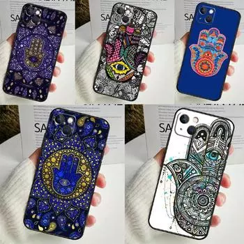 Чехол Hamsa Hand of Fatima для iPhone 14 13 12 11 16 15 Pro Max Mini Cover X XR XS 8 7 14 16 15 Plus Аксессуары iPhone 16